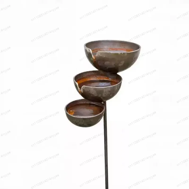3-Layer Bird Water Bowl with Metal Stake Rain Catcher Bird Bath Standing Birdbaths for Outdoors Garden Patio Yard Lawn Decor