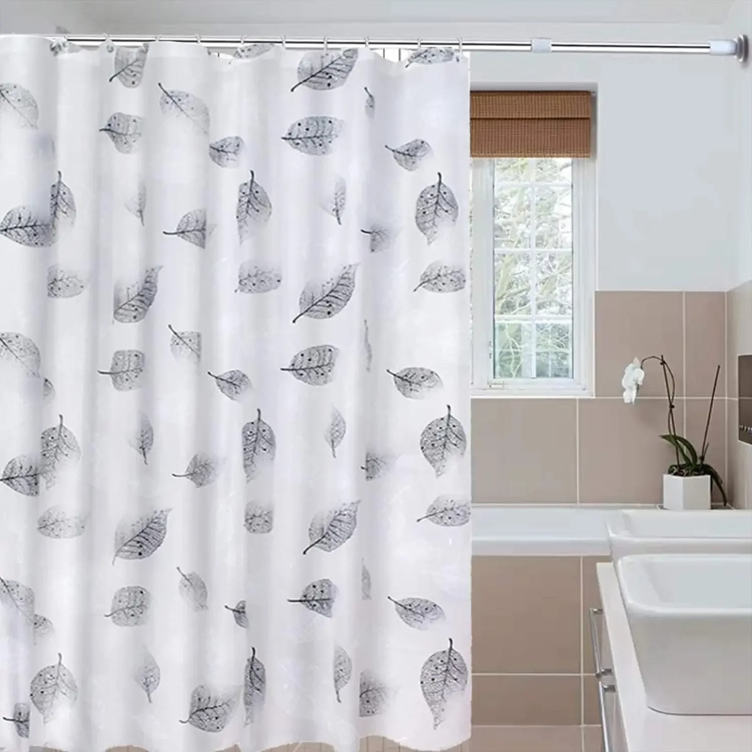 1pcs  Plastic Shower Curtain Liner Semi Sheer Lightweight Bath Print Shower Curtain Liner Polyester Washable Shower Curtain Set