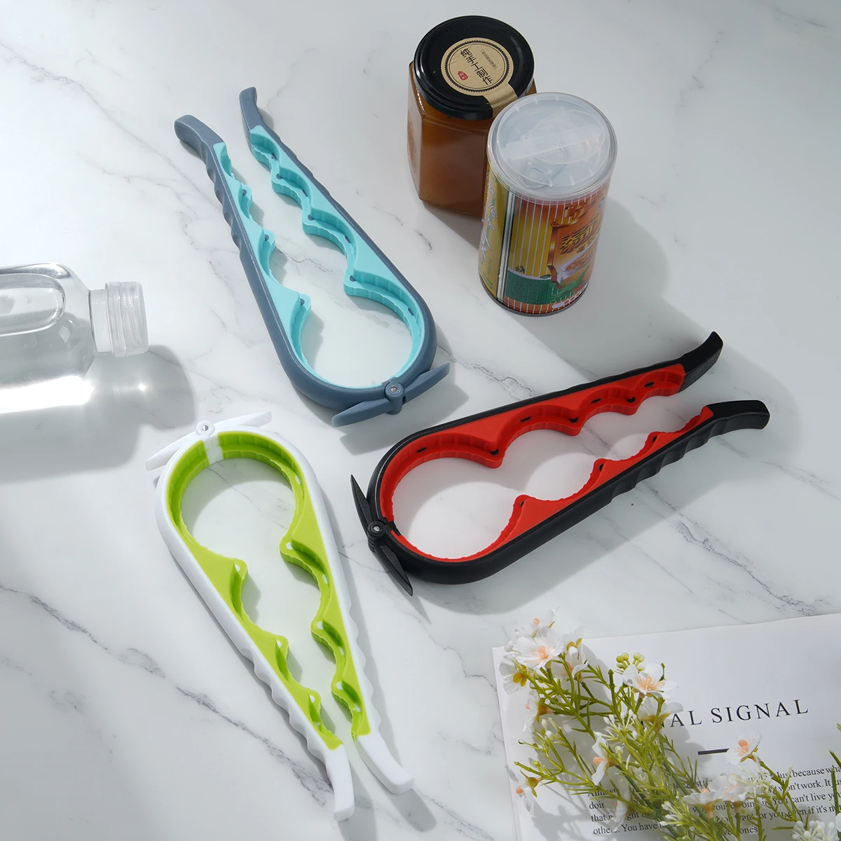 Can Opener Multi Functional Four In One Beverage Bottle Opener Cap Twister Four Position Anti Slip Cap Twister Kitchen Gadgets