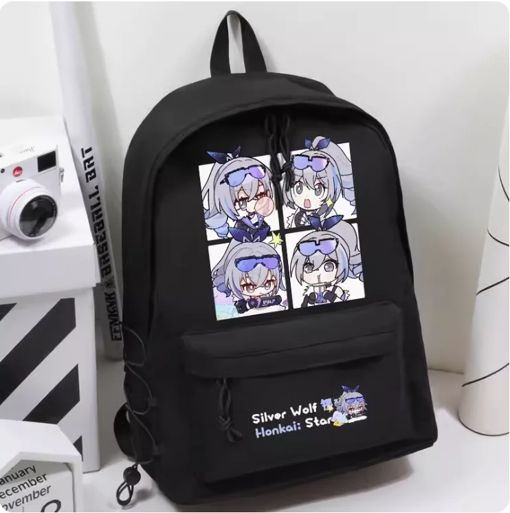 Mochila escolar de Anime Honkai: Star Rail Silver Wolf, bolso de hombro de alta capacidad, regalo de Cosplay para estudiantes y adolescentes, B159