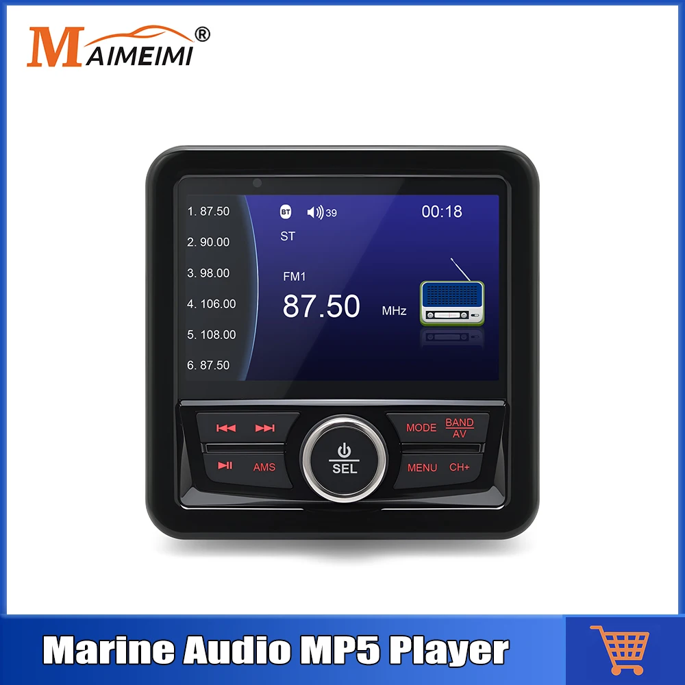 

Морской стерео водонепроницаемый IPX5 лодка MP5 радиоплеер Bluetooth-совместимый FM AM RDS аудио для яхты ATV UTV тележка мотоцикла