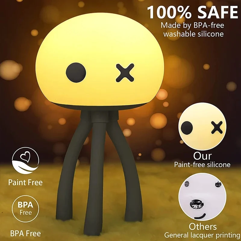

Creative Jellyfish LED Night Lamp Touch Sensor Silicone Night Light for Kids Bedroom Sleep Eye Protection Cute Baby Nightlight