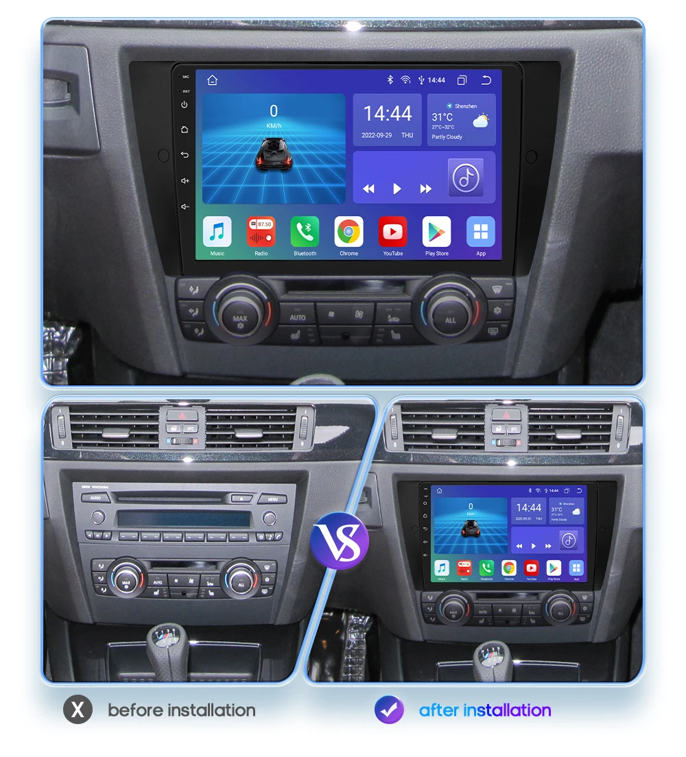 Hizpo Car Radio For BMW 3 Series E90 E91 E92 E93 2006-2012 Stereo Multimedia Wireless CarPlay Android Auto No 2 din 2din DVD RDS