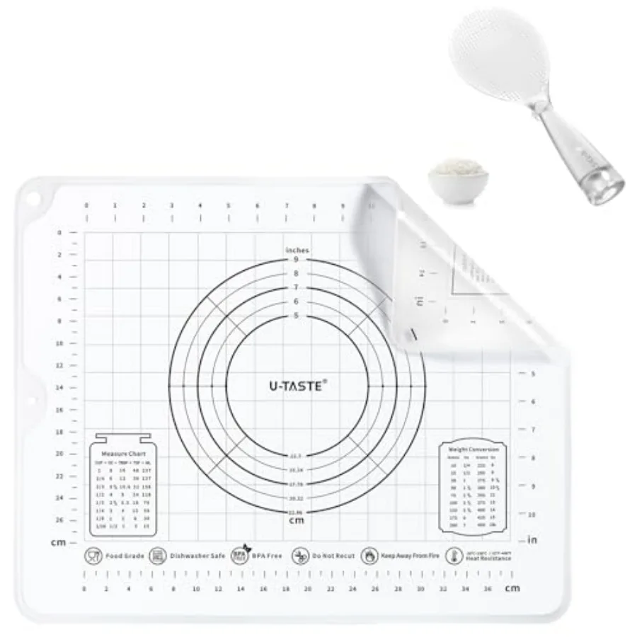 

UTaste 16x20 пищевой жидкий силиконовый коврик для кондитерских изделий и термостойкая ложка для риса 329F, прозрачный совок