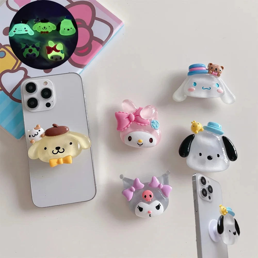 

Sanrio Mobile Phone Air Cushion Brackets Kuromi Melody Cinnamoroll Pochacco Back Stick Telescopic Desktops Decor Bracket Gifts