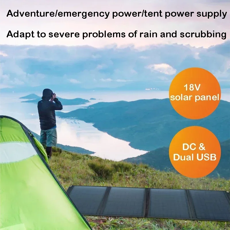 18V 100W Folding Solar Panel Battery Charge for 5V/12V Mobile Notebook Outdoor Power Bank Rechargeable Solars Cell Folding Bag