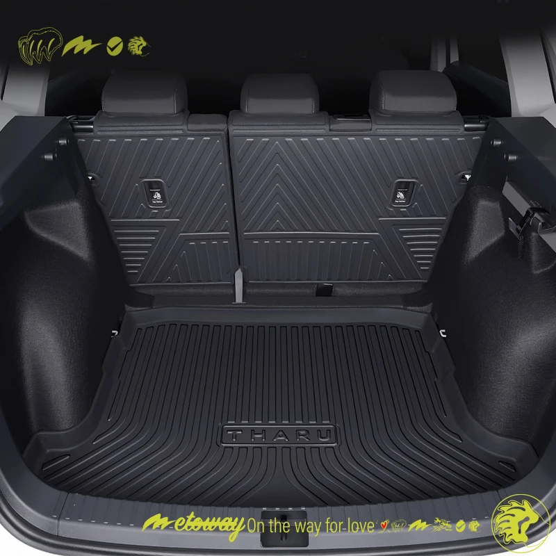 For VW Tharu 2019-2024 Custom Fit Car Trunk Mat All Season Black Cargo Mat 3D Shaped Laser Measured Trunk Liners