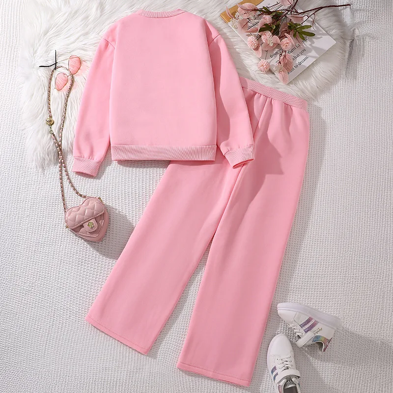 Girl Clothes Sets Mother Kids Children's Clothing Outfits 2025 Spring Love Long-sleeved Sweatshirt Long Pants Casual 2pcs