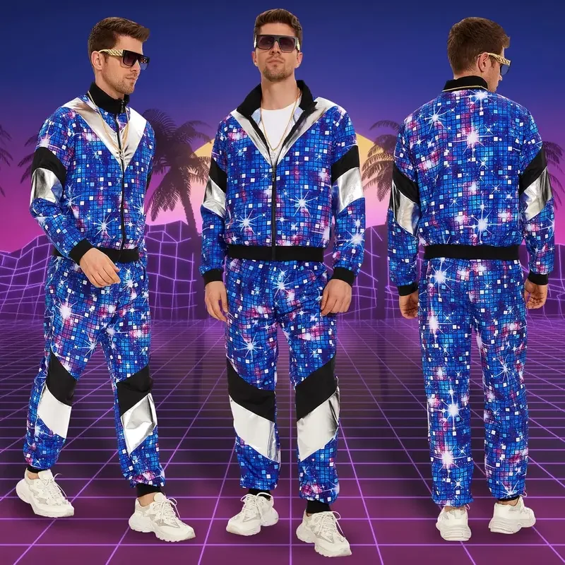 أزياء نسائية للرجال 80s 90s بدلة اكسسوارات الحفلات ديسكو سترة بنطلون الزي المرأة الرجال زي رياضي ل Carni @ 0Z *