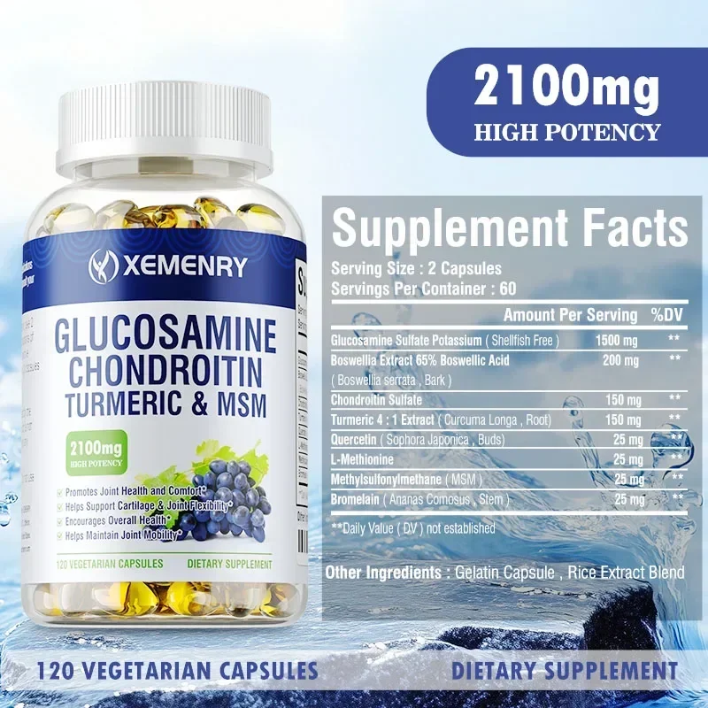 Glucosamine Chondroitin Capsules - Antioxidant, Protects Joint Tissue, Relieve Pain, Improve Joint Mobility, Boosts Immunity