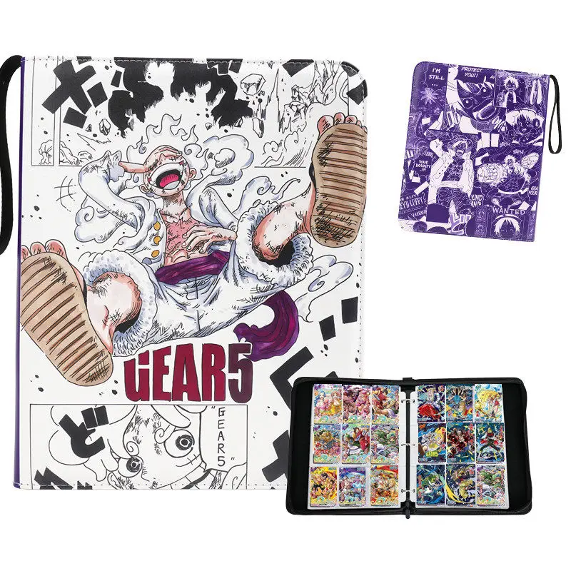

Anime One Piece New OPCG Card Book Binder Zipper Bronzing Style Luffy Holder Game Collcetion Card Book 9Grid50Pages Holiday Gift