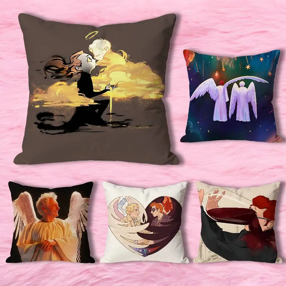 G-Good O-Omens TV Print Pillow Case Aesthetic Bedroom Decor 30x30 40x40 45x45 50x50 60x60 65x65cm