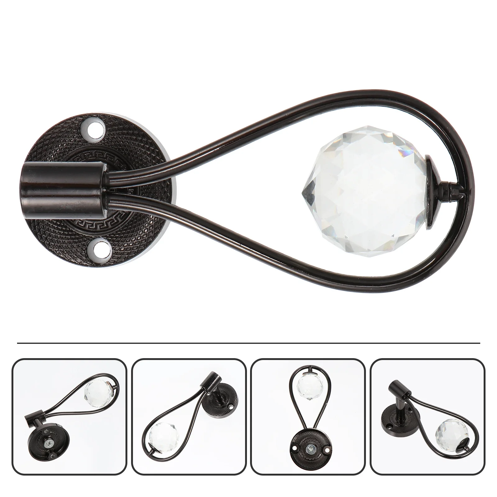 

1 Pair Zinc Alloy Wall Mounted Curtain Hooks Crystal Decor For Home Bedroom Hotel Drapery Holders Tieback Fixing