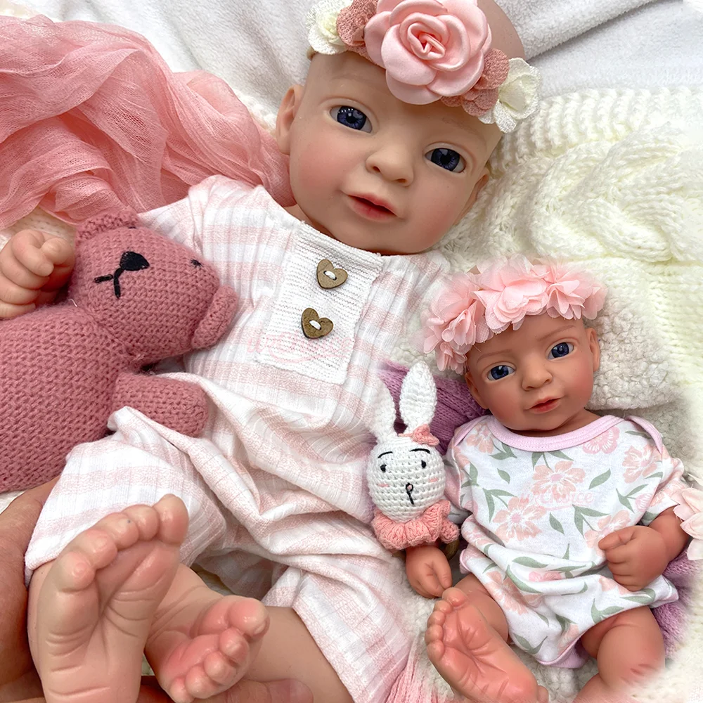 

New 100% Silicone Reborn Baby Doll 18" Weighted Newborn Girl Open Mouth Soft Realistic Reborn Doll Kids 3+ Perfect New Year Gift