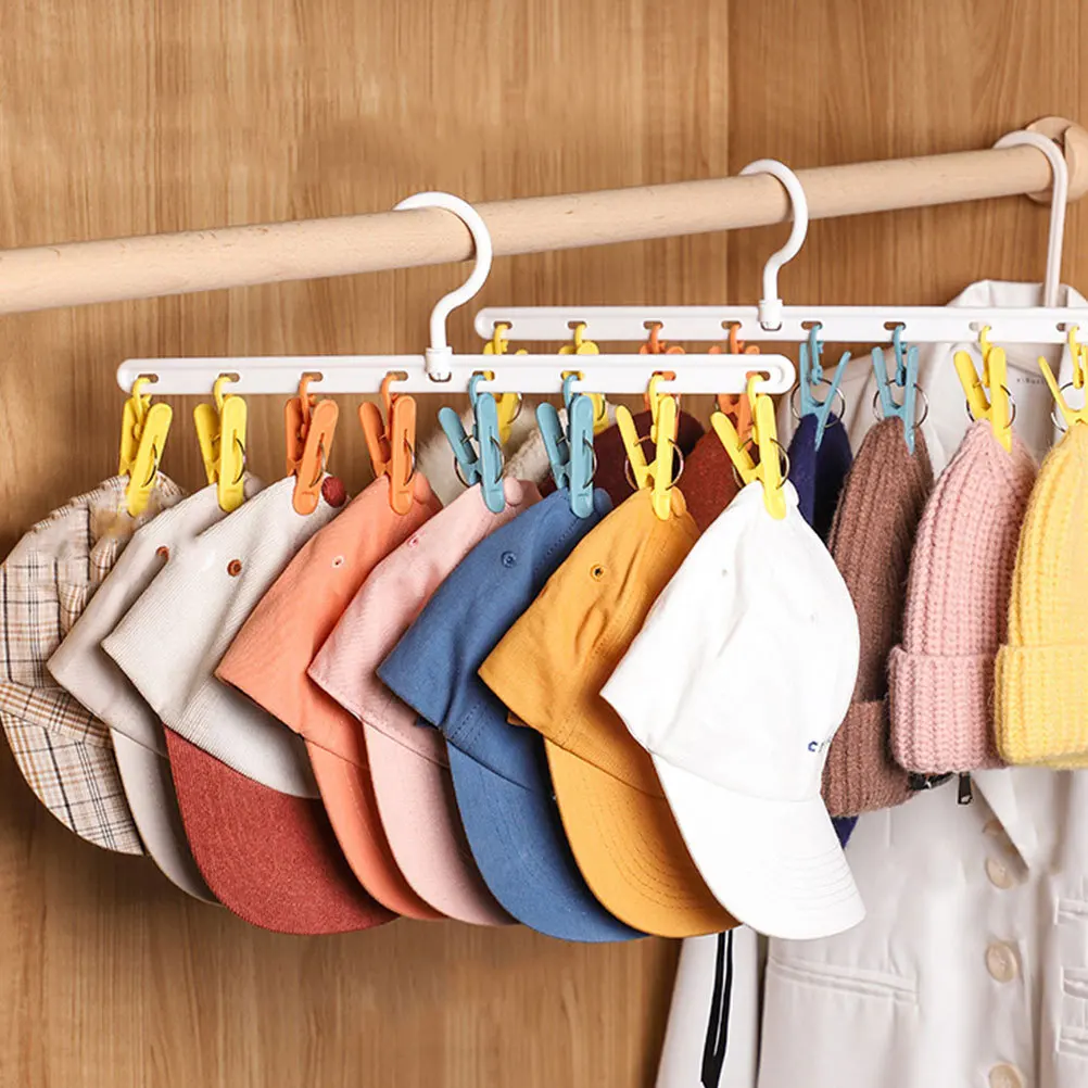 

2Pcs Clothes Drying Clamp Hat Organizer Multipurpose Clip Hanger Home Hat Storage Rack Convenient Clothes Drying Clamp