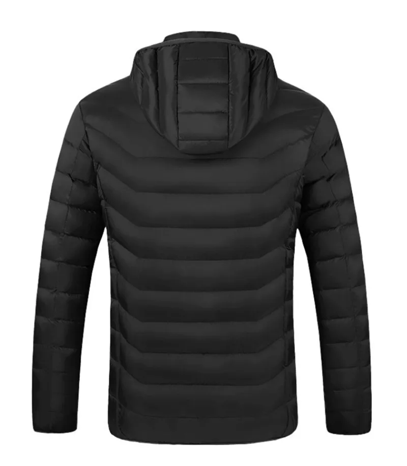 معطف شتوي رجالي جديد بأربعة تحكم 21 منطقة ذكي للتدفئة والتدفئة معطف قطني عصري وغير رسمي بقلنسوة (بدون بنك طاقة)