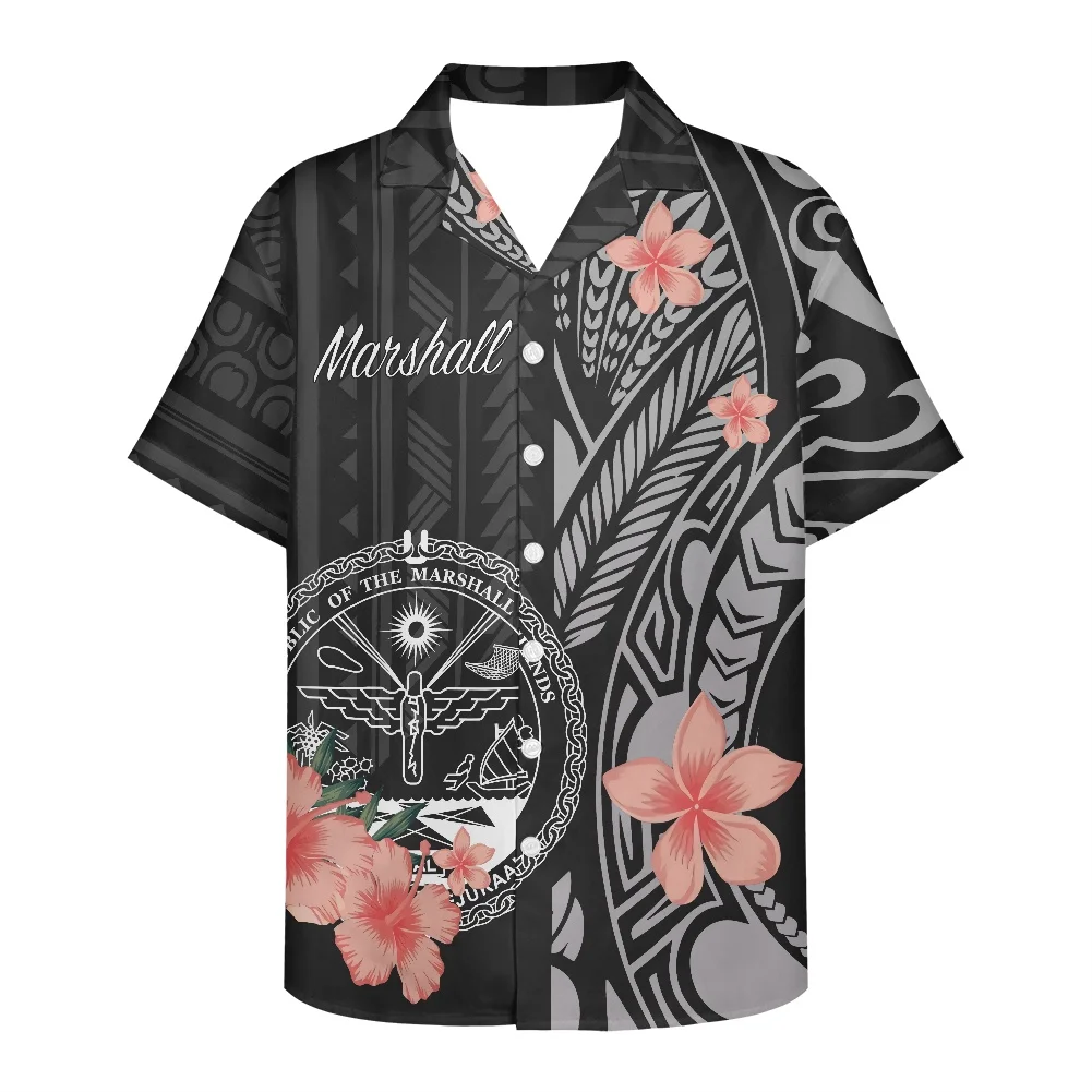 

2022 Summer Spring And Summer New Men's Shirts Polynesia Hawaiian Casual Hibiscus Print Clothes Slim Short-Sleeved Men's Shirts