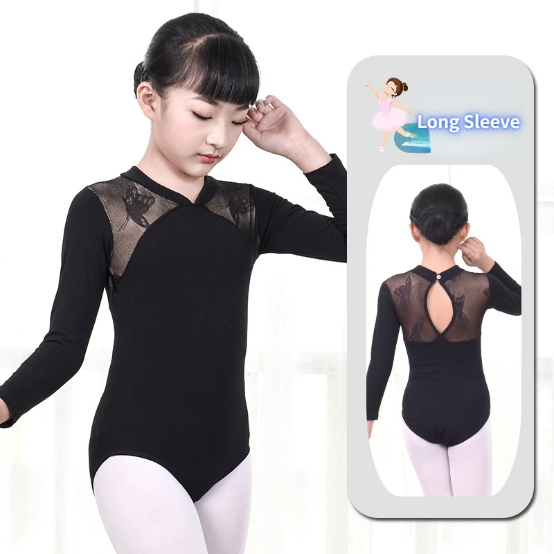 Cute Child Baby Dancewear Ballet Leotard Tops Backless V-neck Bodysuit Gymnastics Dancer Performance Costumes