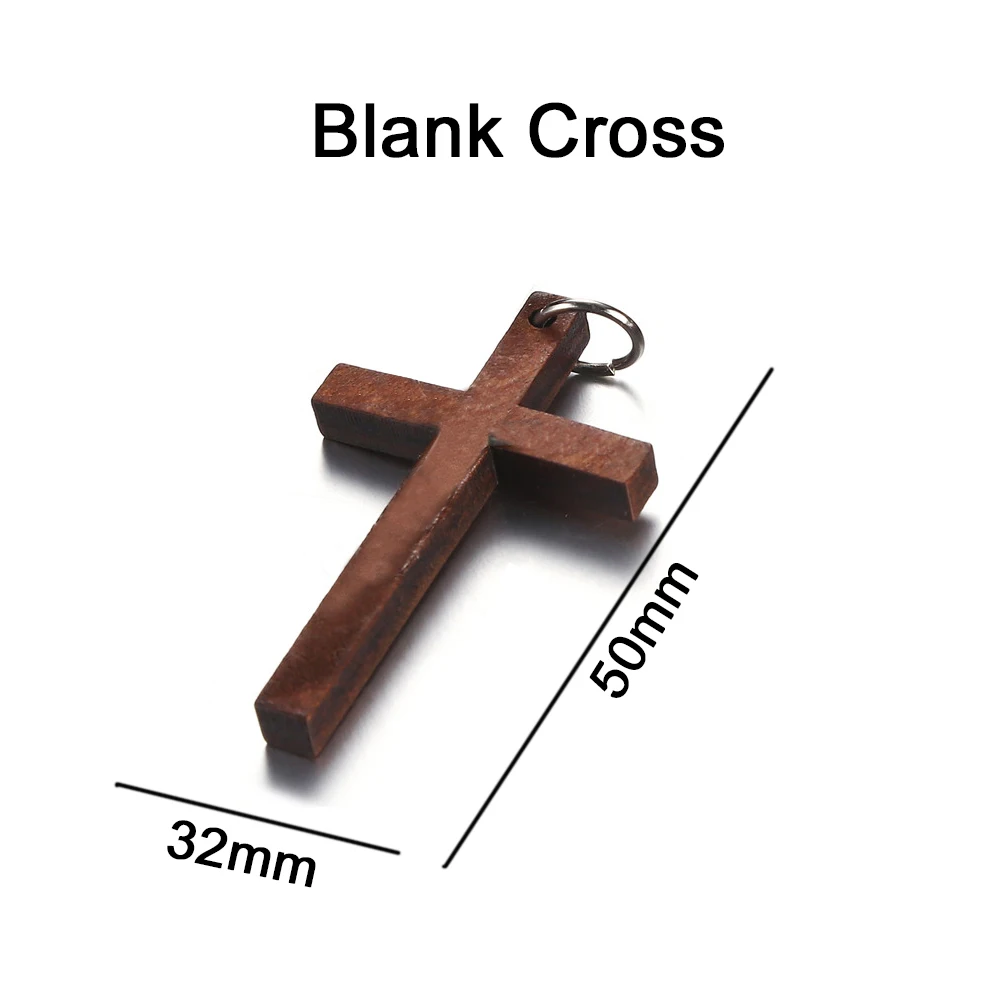 20Pcs/Lot 50x32mm Vintage Christ Catholic Brown Wood Jesus Cross Pendant Charms for Jewelry DIY Making Jesus Accessories