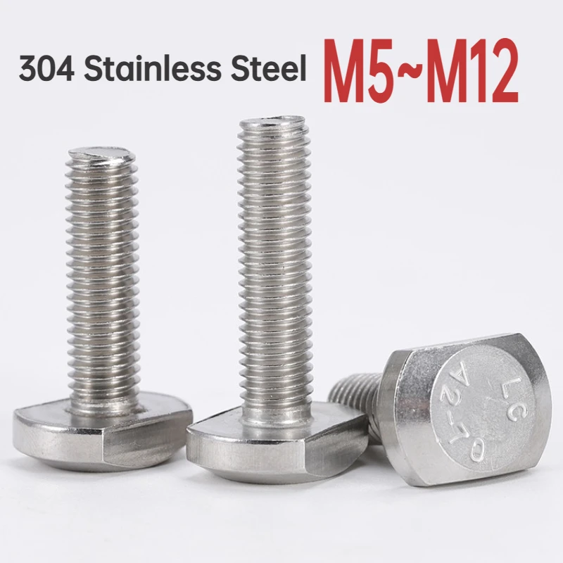 1/10Pc M5 M6 M8 M10 M12 304 A2 Stainless Steel T Shape Type Hammer Head Screw Groove Bolt for T-Slot Chute Rail Miter Track GB37