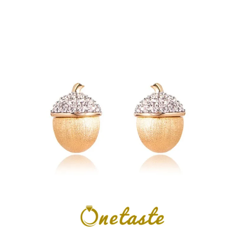 

925 Silver Gold Plated Brushed Cubic Zirconia Cute Pinecone Stud Earrings Women Dainty Stack Small Statement Earring Party Gift
