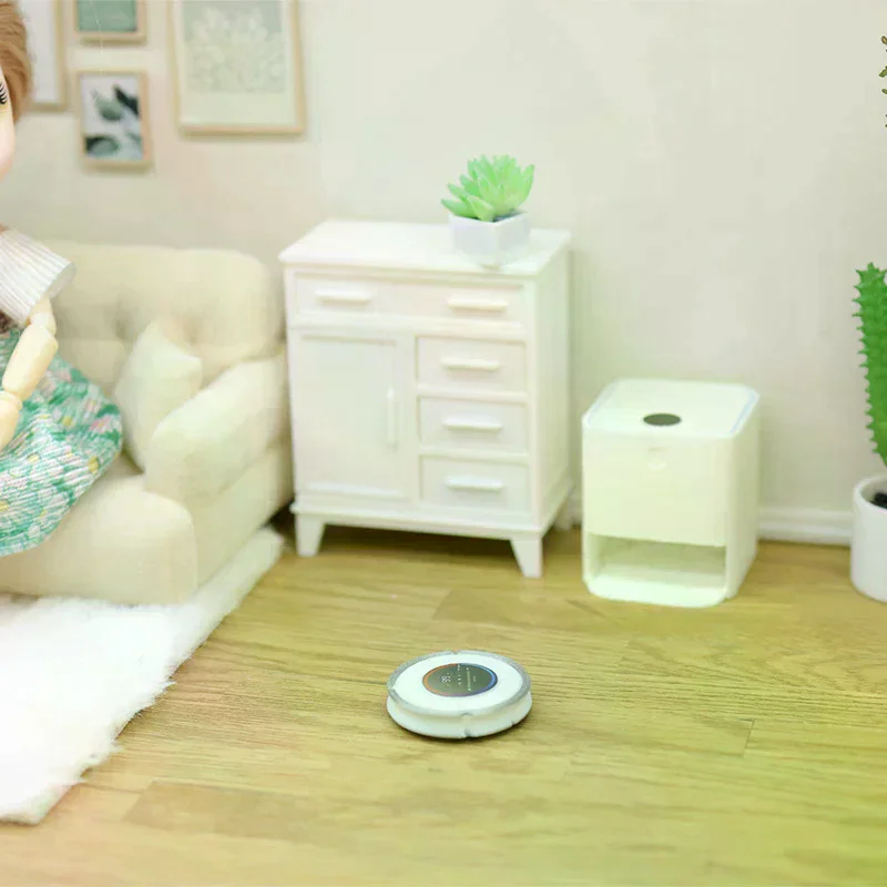 1/12 Dollhouse Simulation Mini Robotic Vacuum Cleaner Model Dollhouse Furniture Decoration Doll House Mirco Scene Accessories