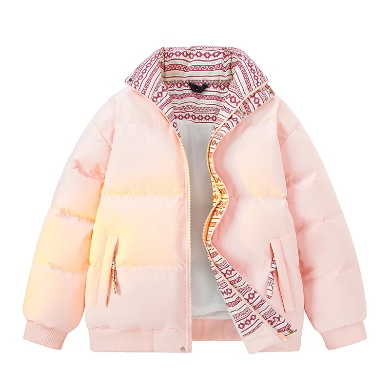 

Модная куртка-парка для мужчин и женщин, толстая теплая повседневная куртка, свободная японская ветрозащитная зимняя куртка, мешковатая оригинальная пара, розовый 2025