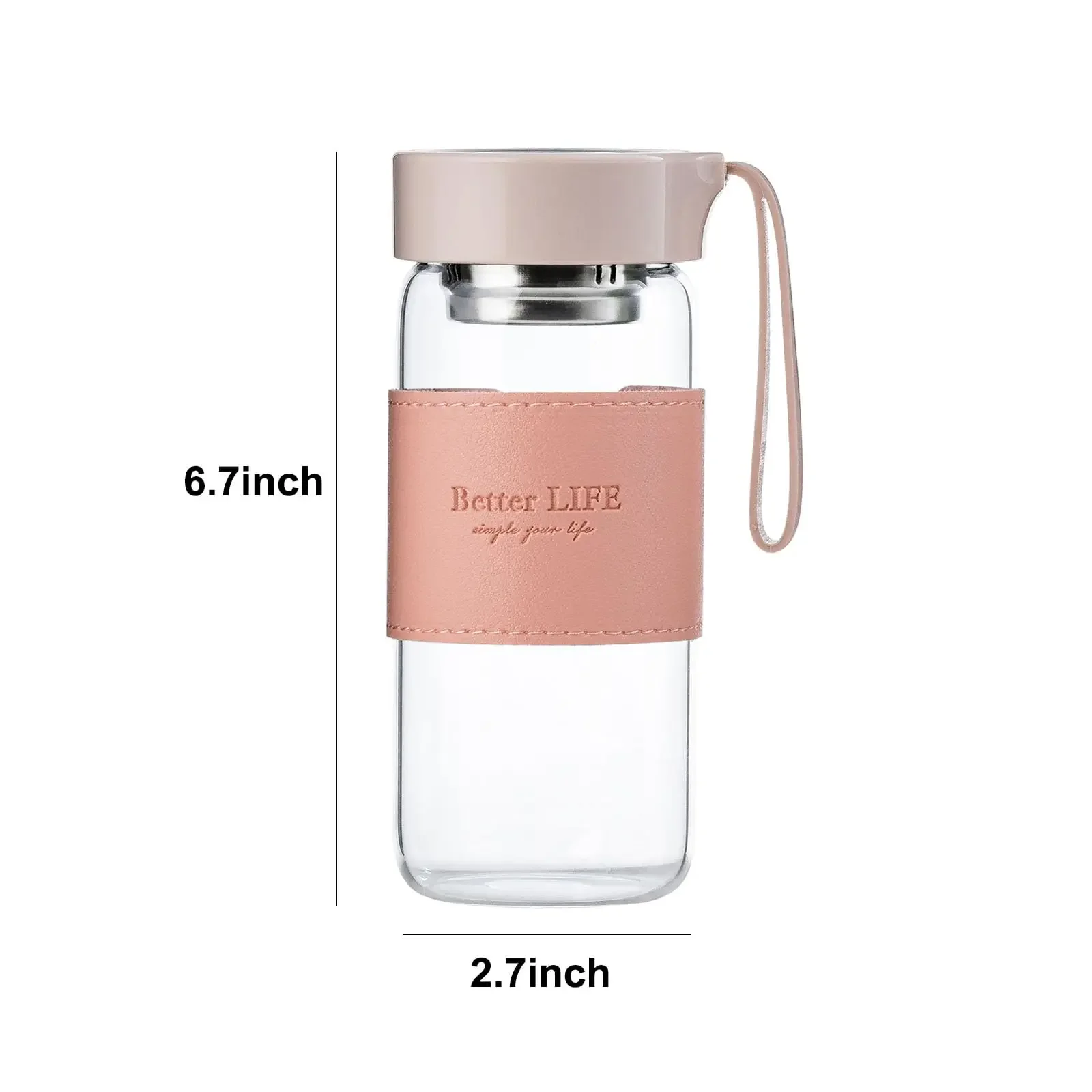 500ml High Quality Portable Glass Bottle Simple Style Glass Cup with Tea Filter Milk Drinking Bottle with Screw Lid Filter Net