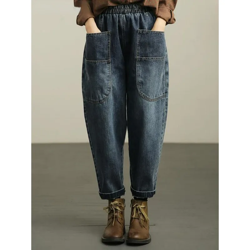 Streetwear Ankle Length Harem Jeans Women Casual Punk Baggy Denim Pants Vintage Design High Waist Vaqueros Fashion Pantalones