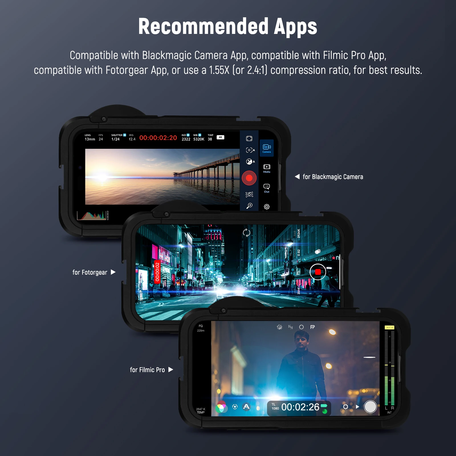 Neewer 1.55X Anamorphic Phone Lens Only for 17mm Thread Backplate For iPhone Samsung Phone Cage with 67mm Filter Adapter Ring