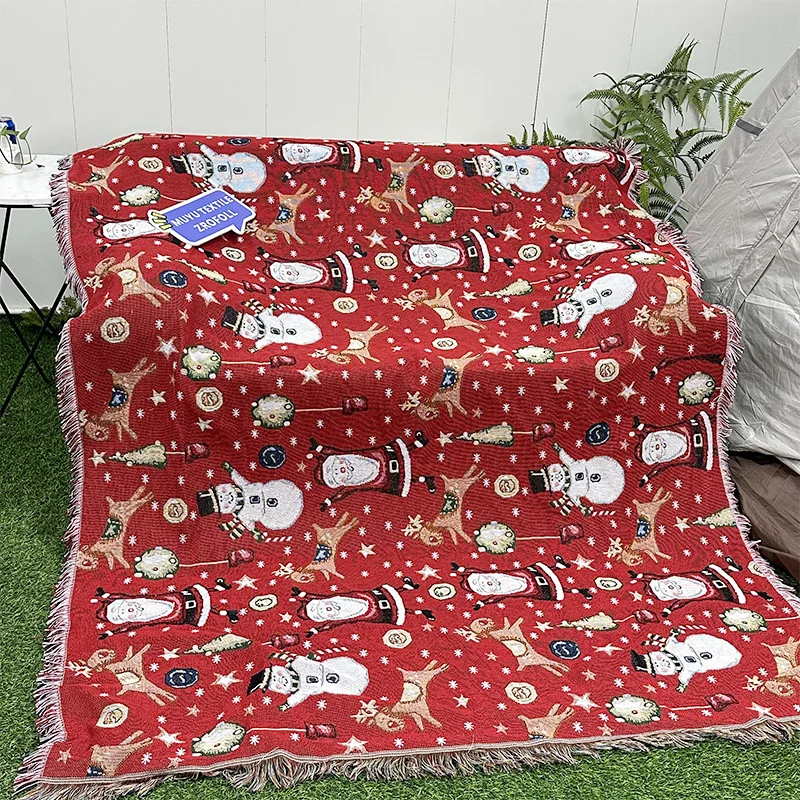 

Nordic Christmas Decoration Throw Blanket with Fringe Xmas Christmas Blanket for Sofa Cover Carpet Bed Home Tapestry 220x160cm