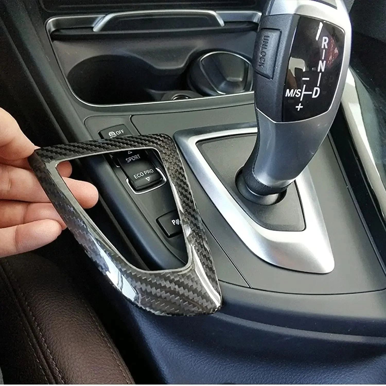 Carbon Fiber Black Transmission Gear Shift Boot Panel Trim For BMW F20 F30 F22 F32 X3 X4 Style Cover Gear Shift Panel - Image 2