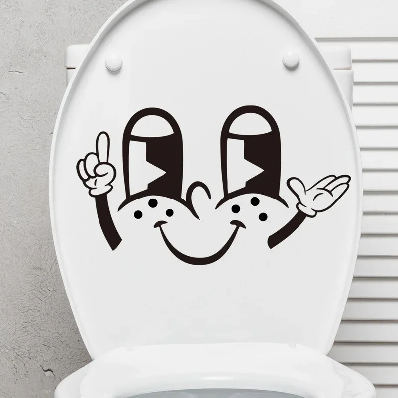 New Creative Funny Smiling Expression Toilet Stickers PVC Waterproof Cute Smiling Face Emoticon Wall Decals for Bathroom Decor