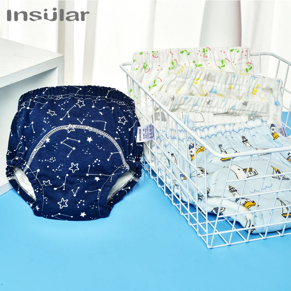 Insular Baby Training Pants Reusable Cotton Cloth Baby Diapers  Washable Infants Children Underwear Nappy Changing 2PCs/Box