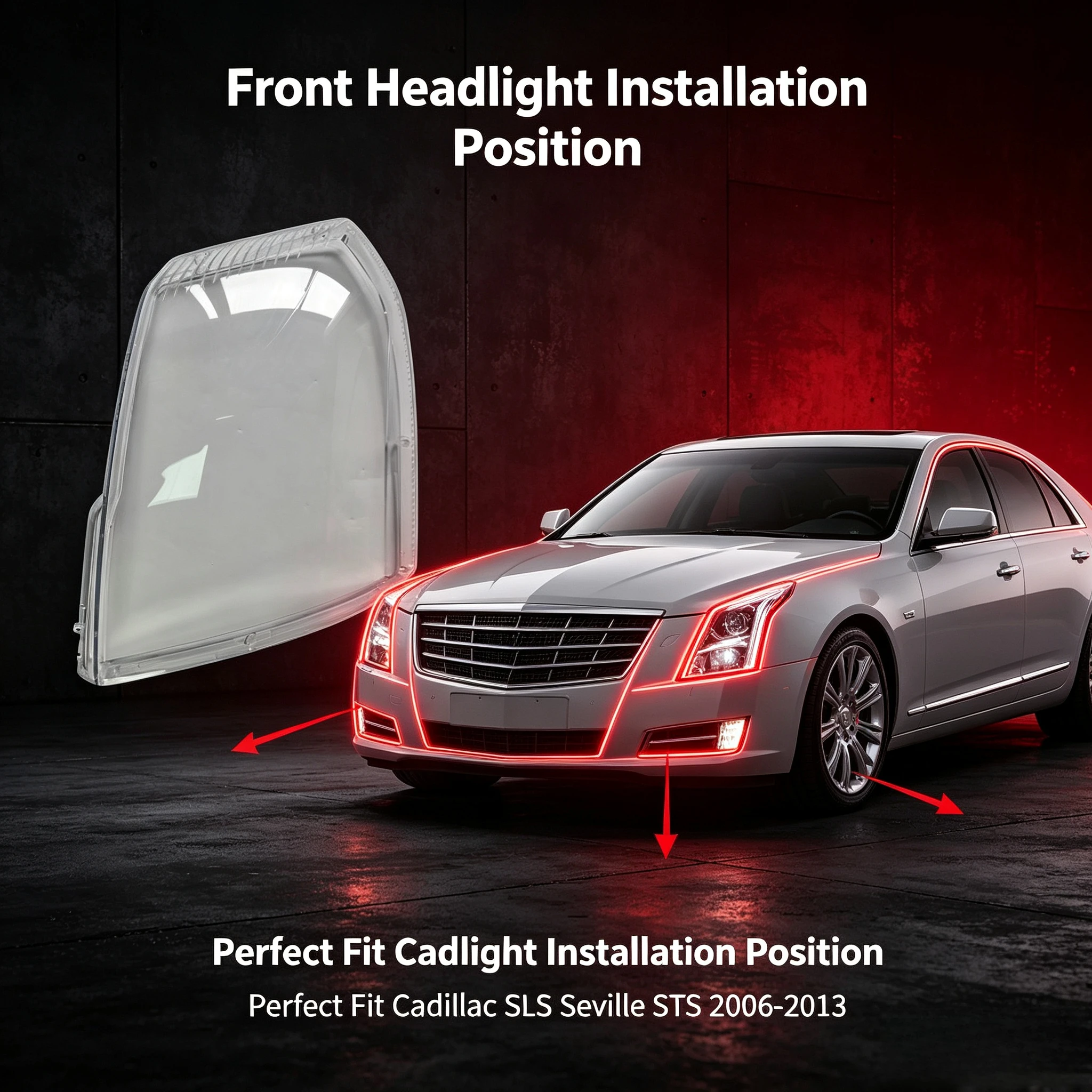 Moggic Transparent Headlight Lens Cover Mask Shell Compatible with 2006 to 2013 Escalade Left Right Front Direct Replacement