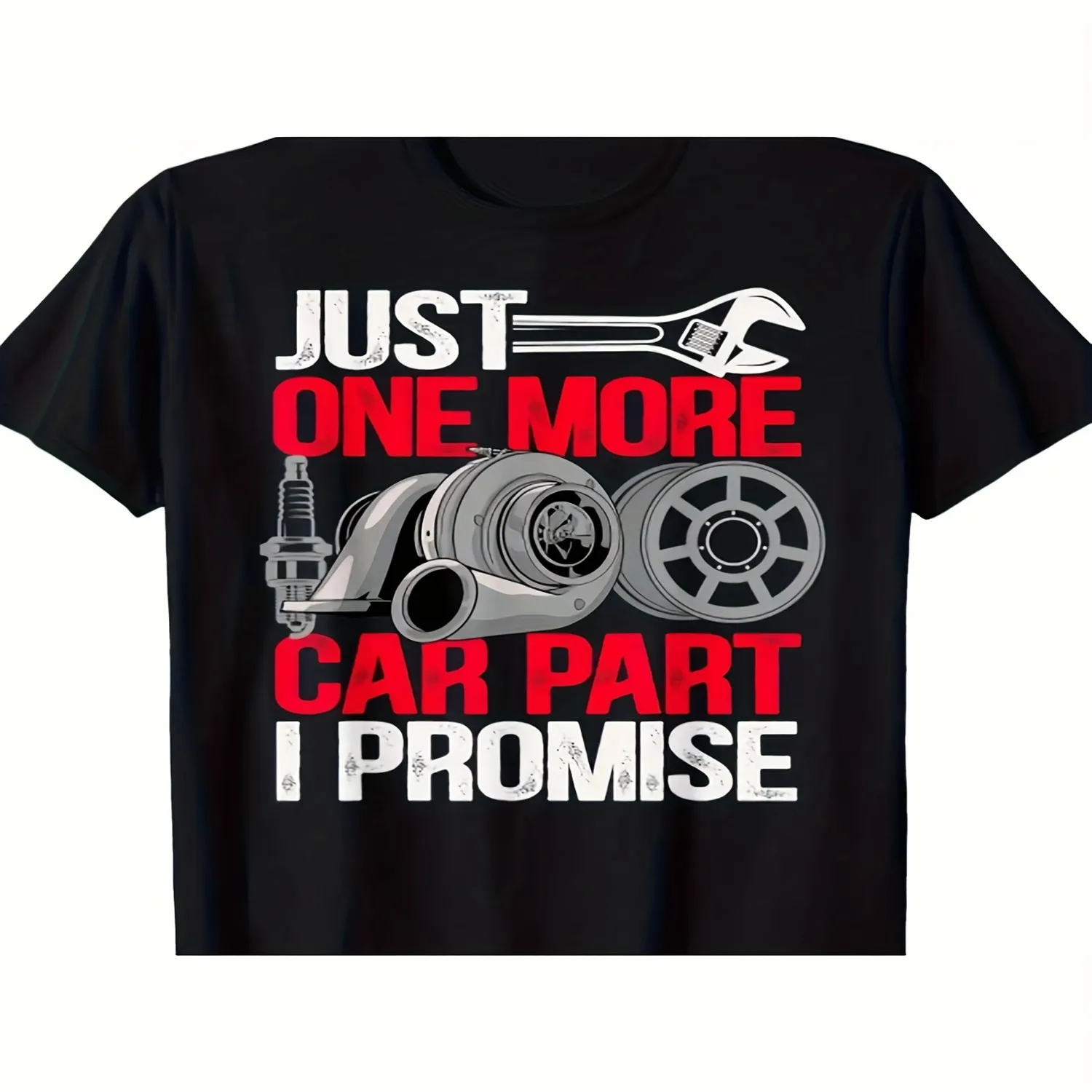 1pc Funny Mechanic T-Shirt for Men - Just One More Car Part I Promise Automotive Saying with Wrench Car Parts Graphic 100 Cotton Crew Neck Casual Tee Regular Fit All-Season Shirt for Car E Tops Men Graphic Tee, Weekend Casual Top