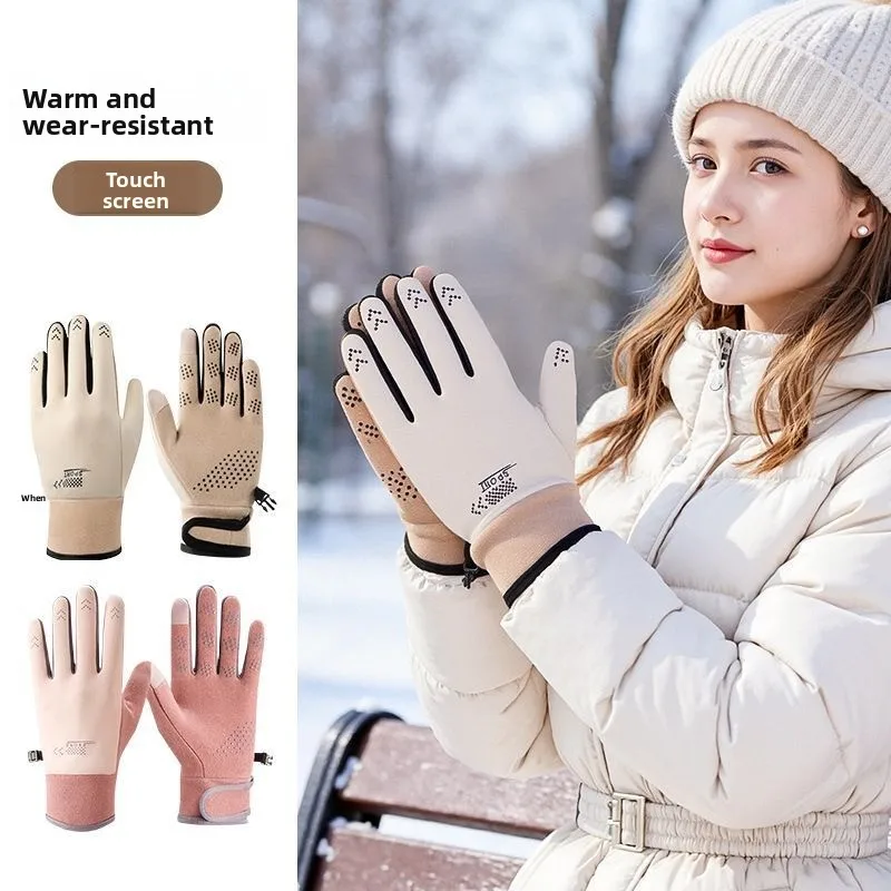 Men Winter Motorcycle Gloves Windproof Waterproof Velvet Warm Touch Screen Full Finger Cycling Riding Cold Proof Thermal Gloves