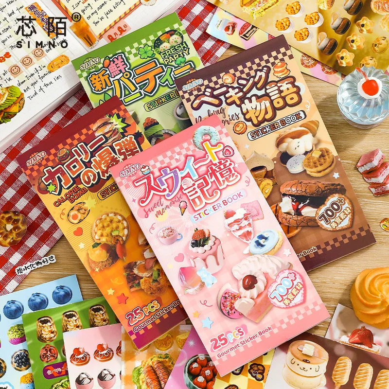 

25 in 1 set delicious food series stickers cute and interesting 3D landscape stickers DIY handmade creepy scene stickers