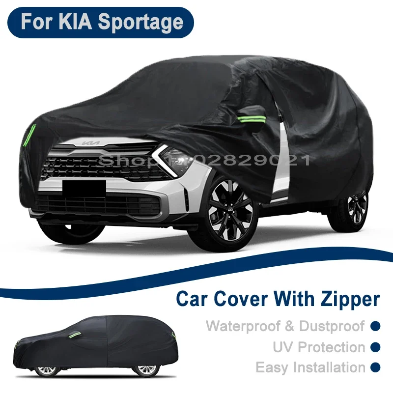 

Outdoor Full Vehicle Cover For KIA Sportage - Side Zipper Design, Waterproof Dustproof Sun Protection Car Cover