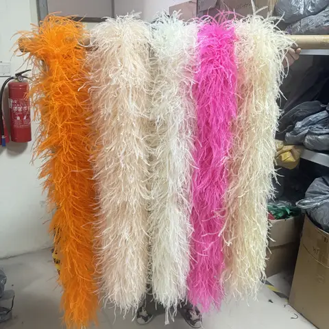 6 8 Ply Boa Natural Ostrich Feather Decoration Trim 1 2 3 Meters for Wedding Costume Skirt Tops Customized Shawl