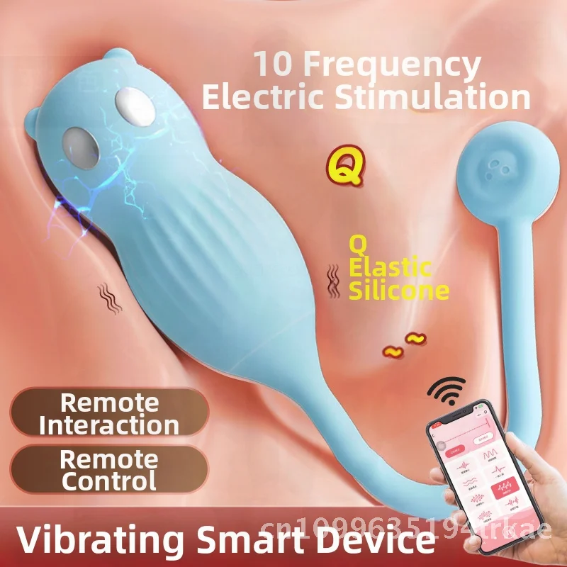 Macki Bear Fernbedienung, elektrischer Eiervibrator, Sexspielzeug für Erwachsene, ABS, Silikon, G-Punkt, Zunge lecken, Vibration, Weiß, Blau, 140/Box