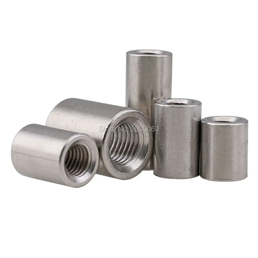 M5 Stainless Steel 304 Macho Para Fazer Rosca Inner Thread Round Rod Coupling Nut 30pcs/Lot