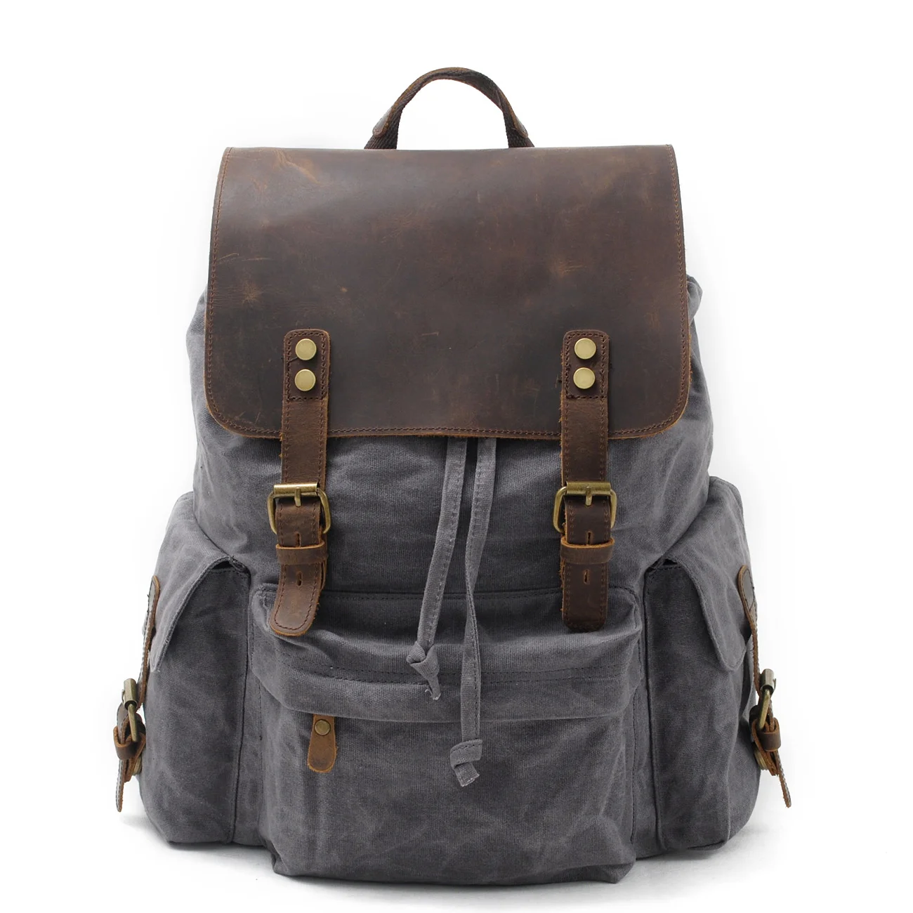 Top Luxury Canvas Leather Unisex Backpacks Large Capacity Waterproof Vintage Daypacks Retro School Bag Teenager Mochia