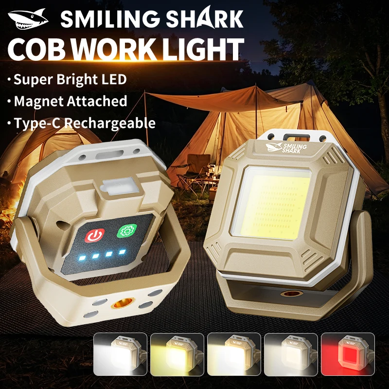 SMILING SHARK Pocket Flashlight, Type-C Rechargeable, Red Warn Light with LED Battery Display,  Ideal for Night Camping, Hiking