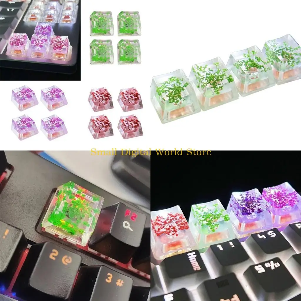 

77UB Прозрачные листья сухие цветы смолы KeyCap Механические клавиатуры клавиш ESC ESC