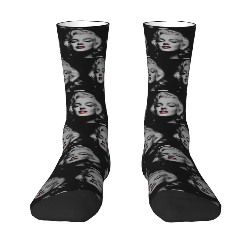 Novelty Men's Beautiful Monroe Marilyns Singer Dress Socks Unisex Comfortable Warm 3D Printed Crew Socks