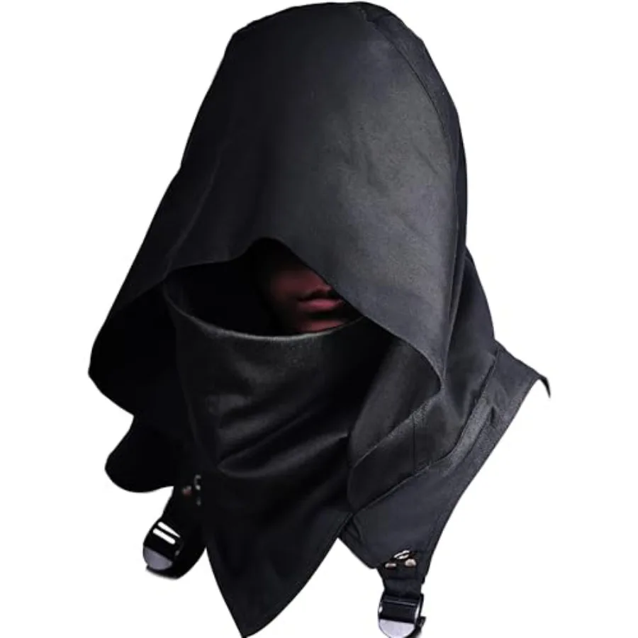 Cyberpunk Rogue Hooded Cowl Scarf, Unisex Neck Gaiter, Adjustable Strap Buckle, Techwear Cosplay