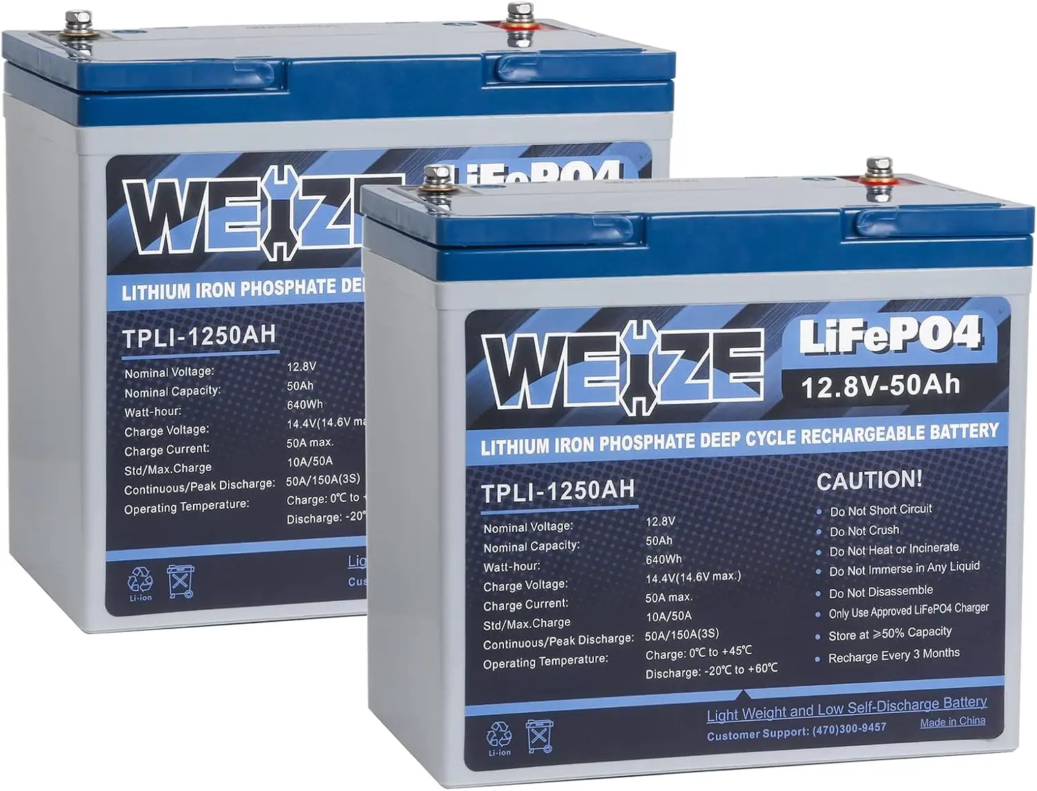 12V 50Ah Lithium LiFePO4 Battery, Built in BMS, 8000+ Deep Cycles Lithium Iron Phosphate Group 24 Battery for Marine, Boat