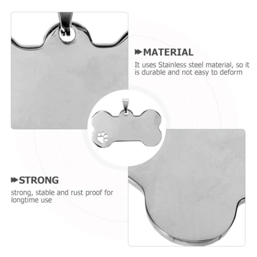 10 pezzi Dog me Tag Etichette vuote Etichette di identificazione del cane a forma di osso Incisione me Tag Tag persolizzati per cucciolo di s Tag ID in metallo Blan