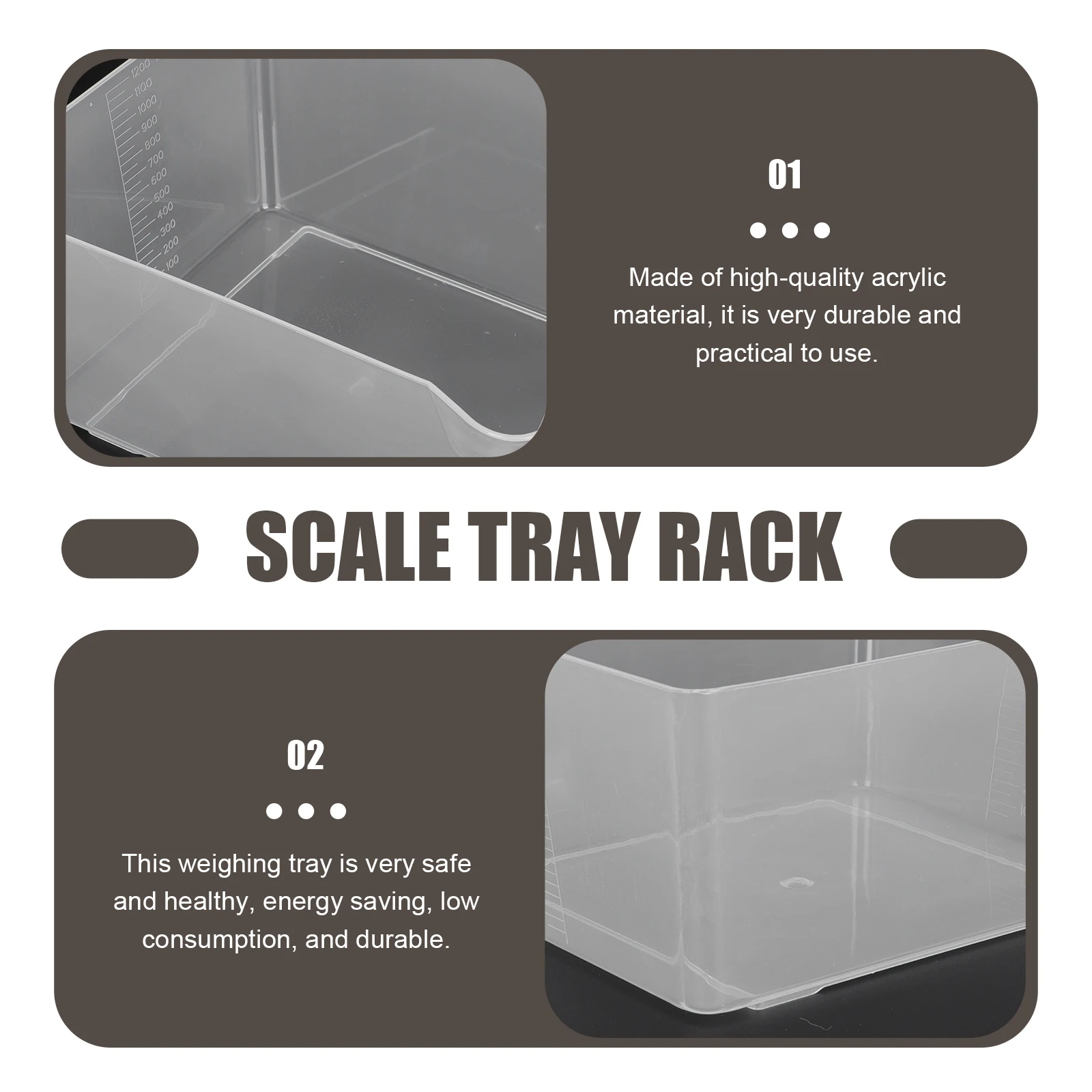 

2pcs Acrylic Weighing Tray Transparent Scale Tray Rack Electronic Measuring Cup Kitchen Restaurant Weight Pan Stand Digital